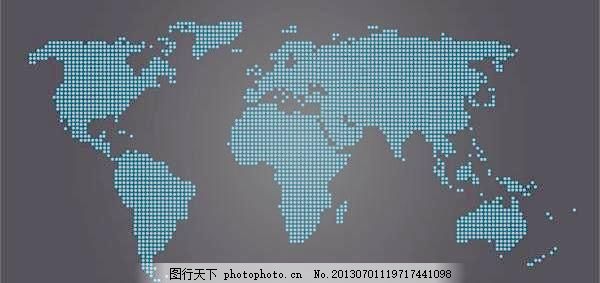 矢量点缀世界地图,矢量地图 世界点向量 灰色-