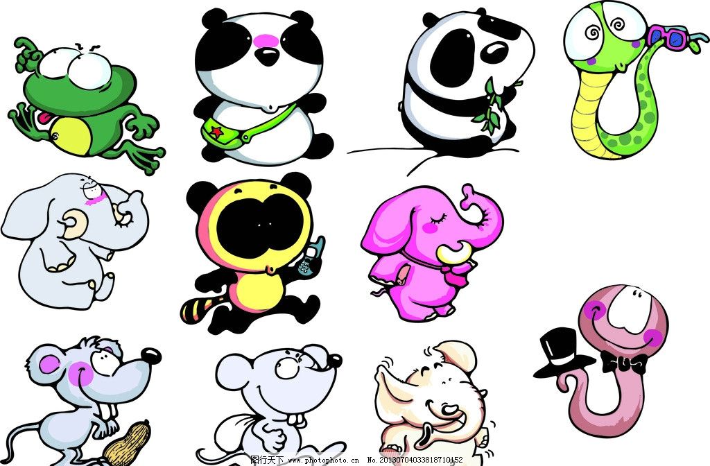 动物矢量图 鸟 瓢虫 动物 昆虫 鹦鹉 青蛙 蛇 大象 熊猫老鼠 矢量素材