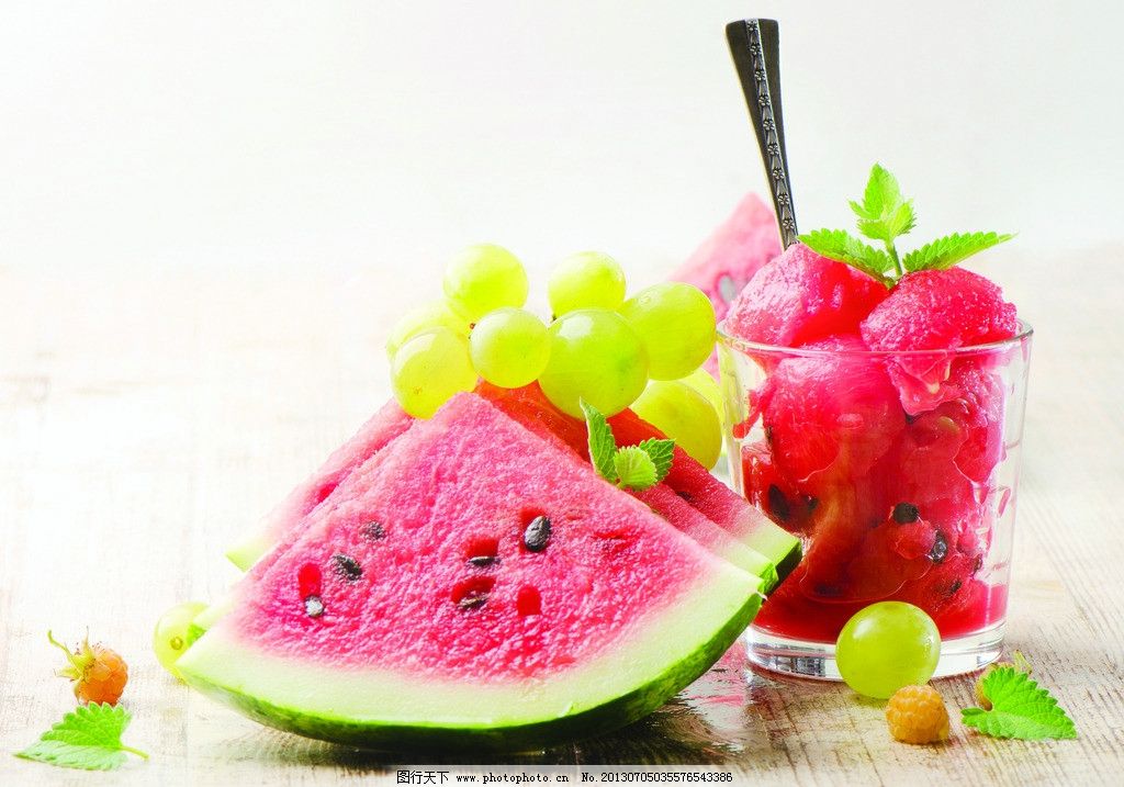 水果图片,西瓜 葡萄 草莓 夏日 夏天 清凉 果肉-