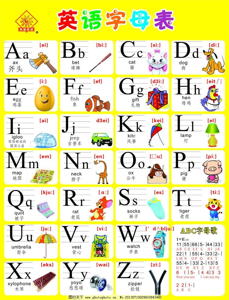 幼儿字母学习卡片a
