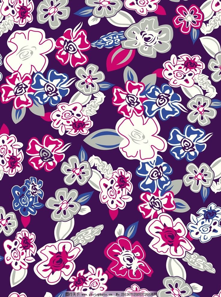 印花花纹 不规则花纹 花卉 印花 服装图案 抽象底纹 五叶花 花边花纹