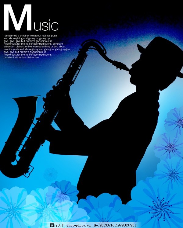 萨克斯独奏剪影PSD素材