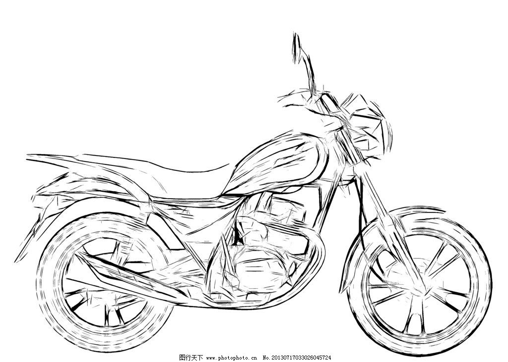 摩托车素描图片