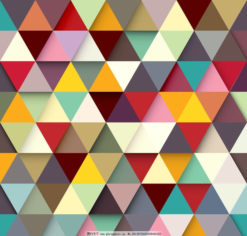彩色三角拼图 三角形 拼块 拼凑 菱形 背景 图案 矢量素材 底纹背景
