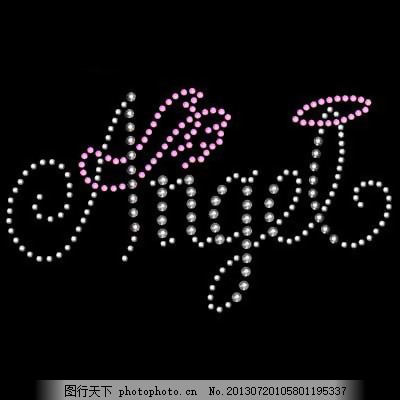 烫钻 英文 天使 黑白色 红色 免费素材