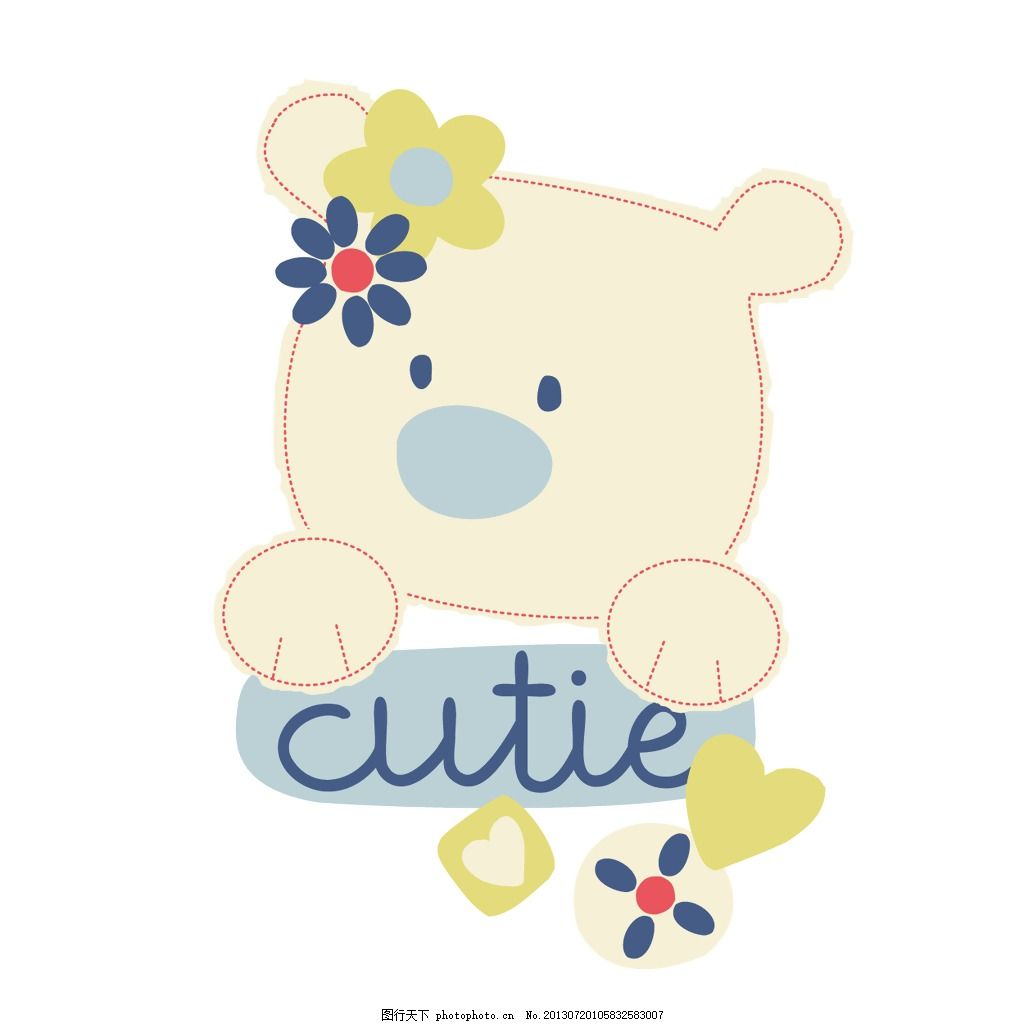 印花矢量图 熊 文字 英文 免费素材