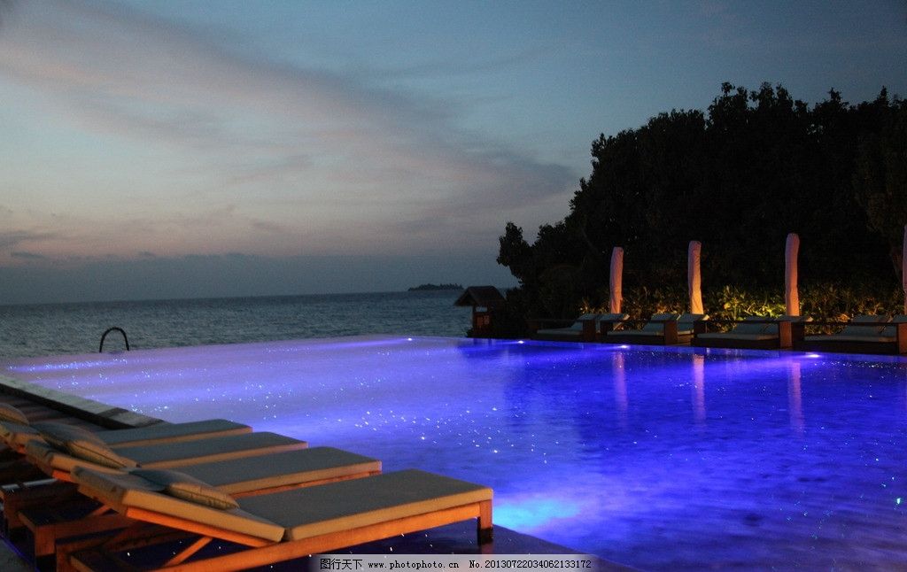 马尔代夫 无边泳池 酒吧 阿雅达岛 夜景 国外旅游 摄影