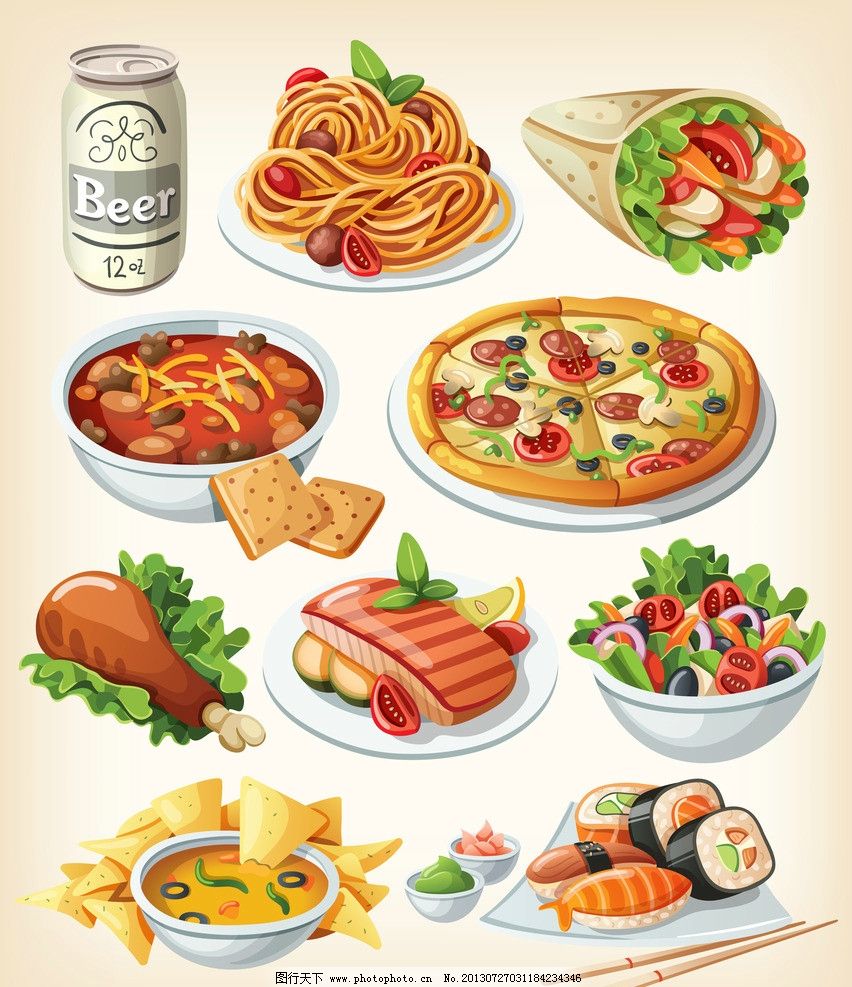 西式快餐图片,日本料理 意大利面条 啤酒 鸡腿 