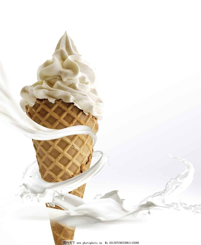 纯奶冰淇淋图片,脆皮冰淇淋 夏日美食 甜筒 牛奶 雪糕-图行天下图库