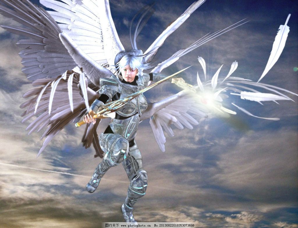 天使 战士 羽毛 angel 翅膀 手绘 艺术 绘画 数字绘画 动漫人物 动漫