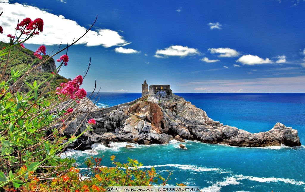 蓝天白云大海图片,意大利 小镇 海岸 城镇 海边