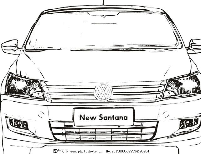 santana 线条图片,大众 汽车 矢量素材 广告-图行