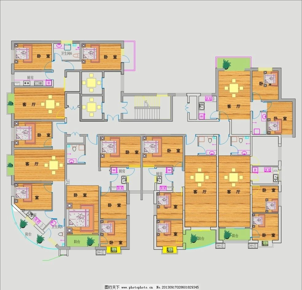 室内平面图 室内 平面图 阳台 家居家具 建筑家居 矢量 cdr