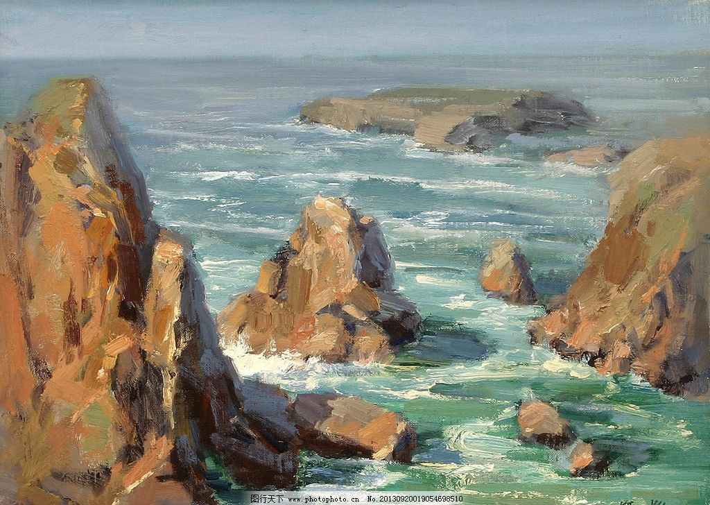 油画风景海边分享展示图片