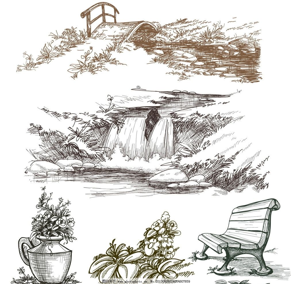 手绘风景图片图片