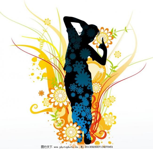 女性 舞蹈 花纹图片_海报背景图_海报设计_图