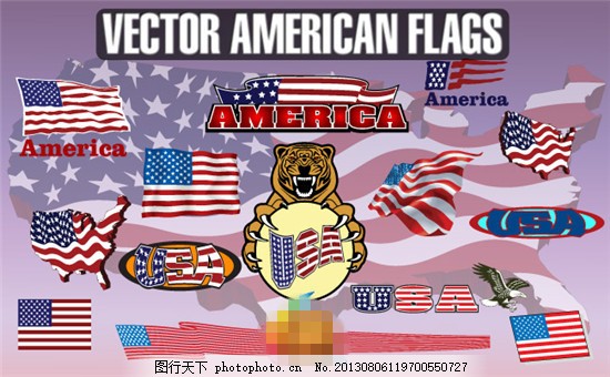 美国国旗创意矢量素材图片 装饰图案 设计元素 图行天下素材网